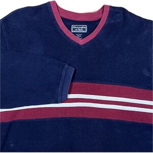Vintage Abercrombie & Fitch Sweater Men XL Navy Red White Stripe Cotton Y2K